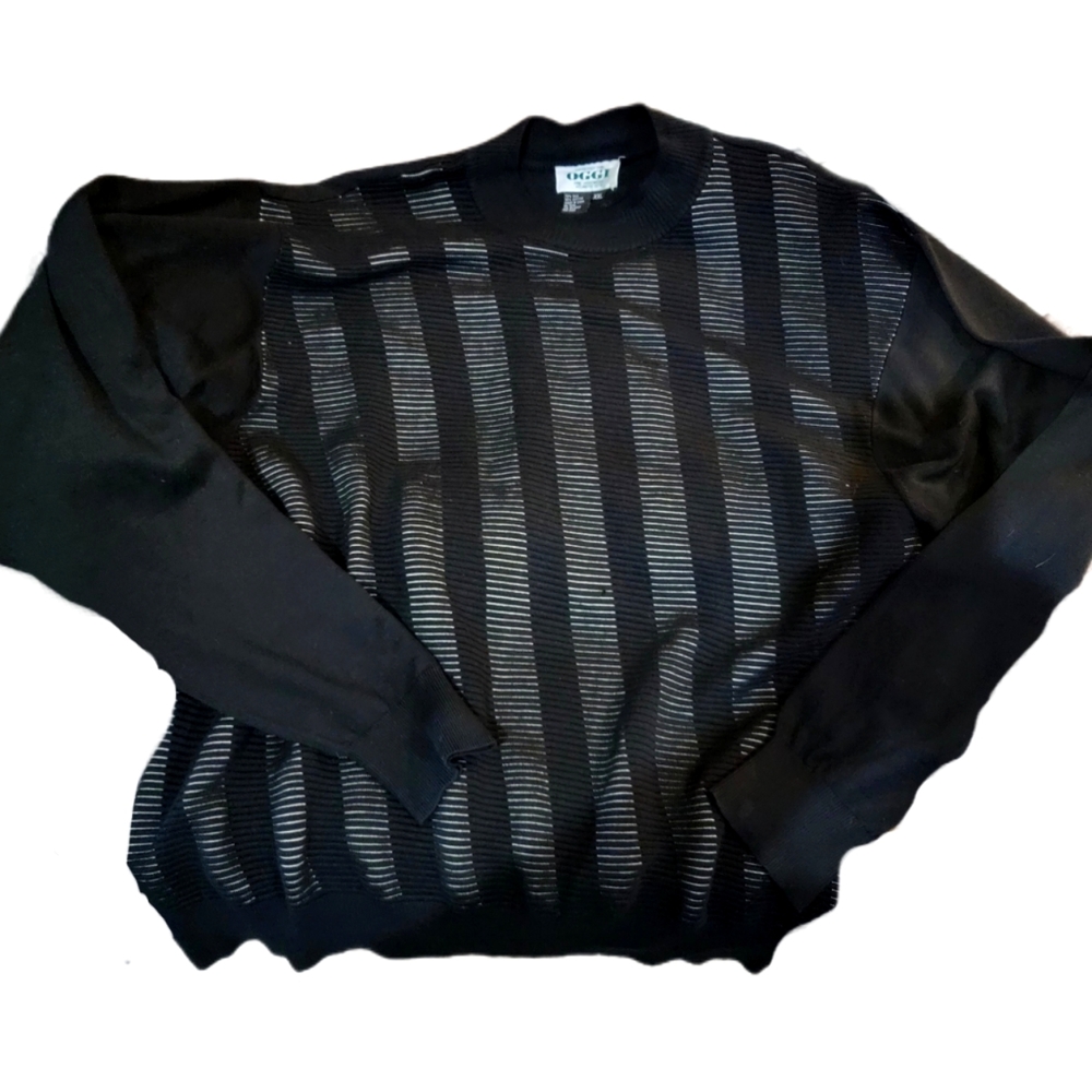 OGGI Black Silk and Cotton Vintage Sweater NWOT XXL